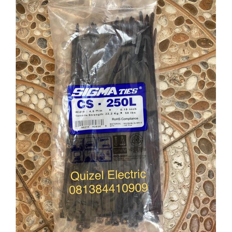

Diskon! Kabel Ties SIGMA CS-250L 25cm x 4.8mm Hitam - Cable Tie Lebar dan Kuat
