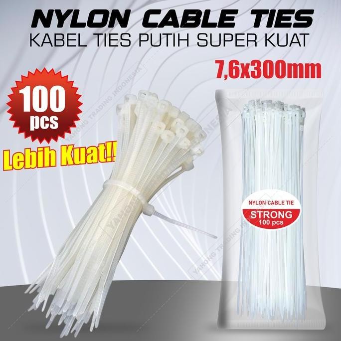 

Diskon! Kabel Ties Putih 30cm x 7.6mm - Cable Tie Lebar Premium Kuat