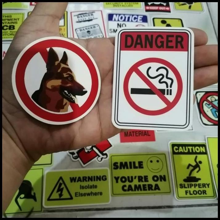 

stiker peringatan PVC isi 50pcs