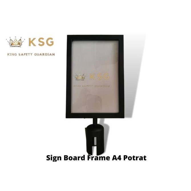 

Sign Board Frame Stainless Hitam A4 / Potrat & Landscape New Stok