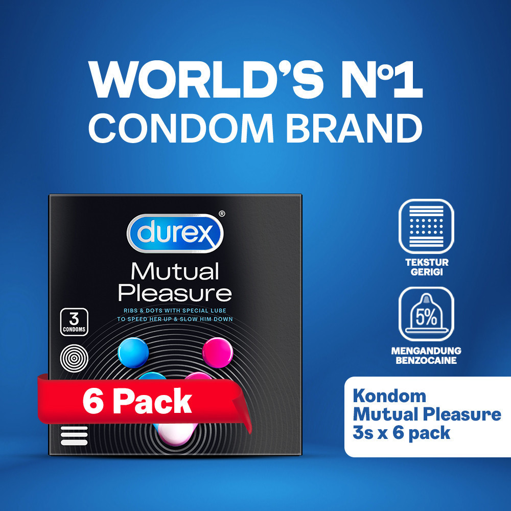 Durex Mutual Pleasure 3s x 6 - Kondom Gerigi + Tahan Lama Pria