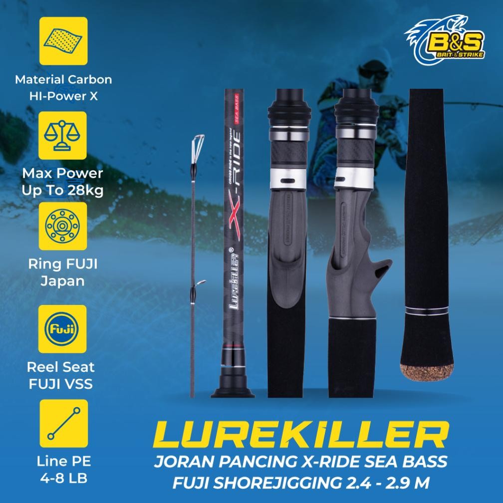 Terlaris Lurekiller Joran Pancing X-Ride Sea Bass 2.4M/2.7M/2.9M Pe 1.5-3 Jig Wt 15-50G Joran Pancin
