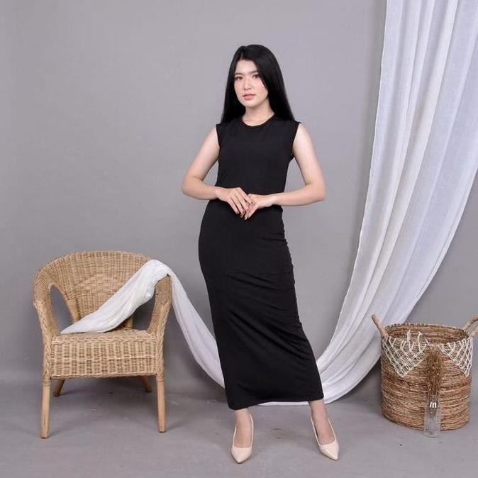 (Allthebest) Inner Dress Polos Tanpa Lengan Bahan Scuba Premium Gamis Manset Tanpa Lengan Jumbo polo