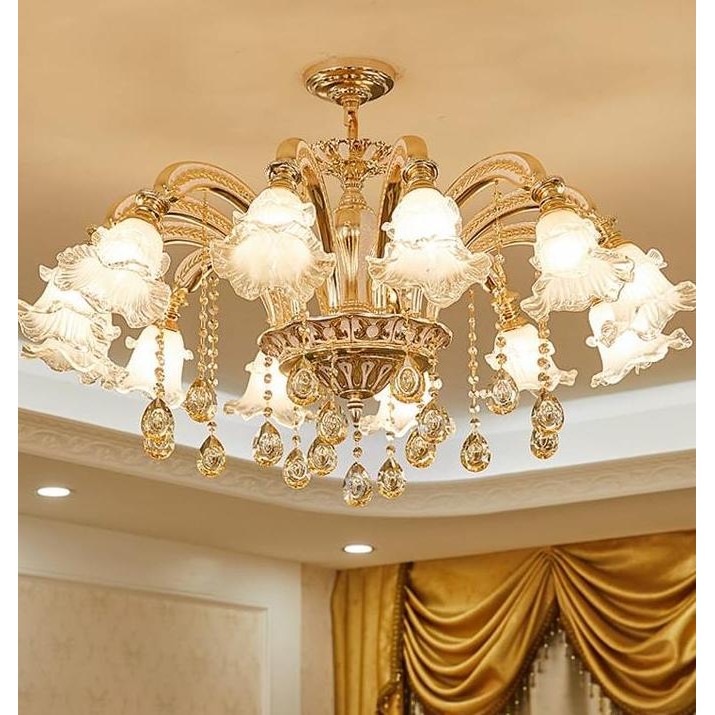 LAMPU HIAS GANTUNG KRISTAL BUNGA MEWAH / LAMPU GANTUNG RUANG TAMU