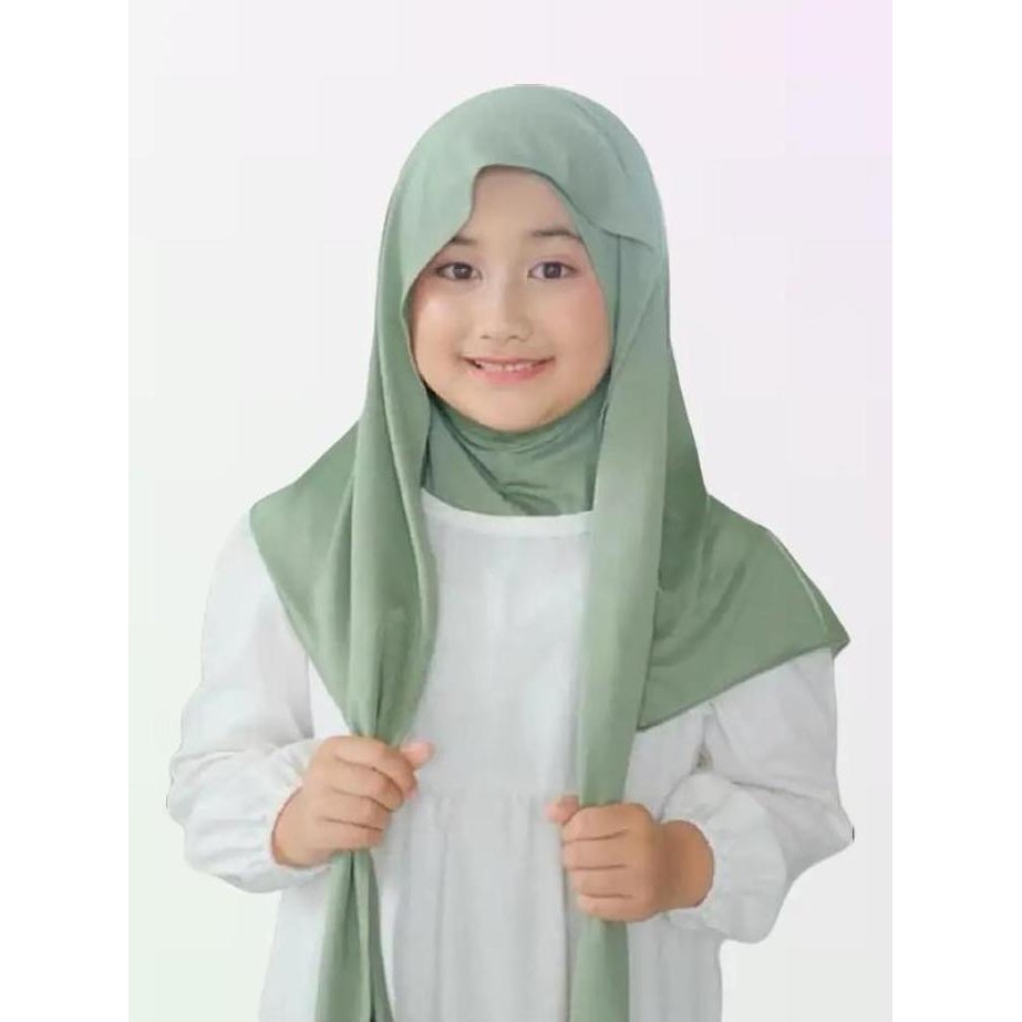 (Allthebest) ALENA hijab instan tutup leher pashmina oval anti ribet simpel hijab jersi anak 5 sampa