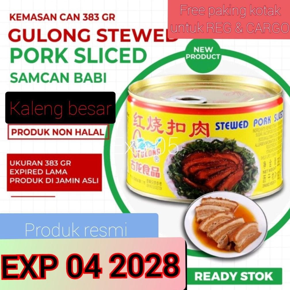 

Gulong Samcan / Stewed Pork Sliced / Babi Kaleng Sam Can 383 Gram Kaleng Besar Non Halal Sanjit / Seserahan Terbaru