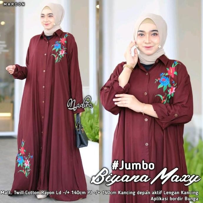 (Allthebest) NIZA MAXY LD 140 DRESS JUMBO RAYON BORDIR GAMIS LD 140 BIYANA JUMBO SANIA JUMBO RAYON B