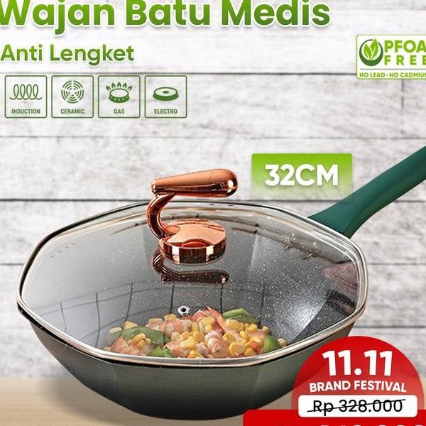 Tkis Wajan Batu Medis Persegi Delapan Free Tutupan Wajan Warna Hijau El Baru Wajan Kokoh Dan Mewah U