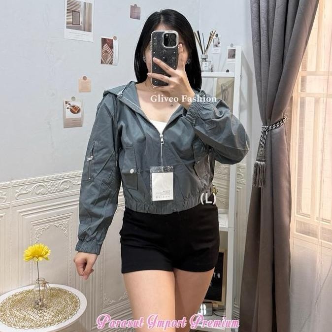 GLIVEO (COD) - JAKET KOREA PARASUT IMPORT PREMIUM / JAKET PARASUT CEWEK / JAKET HOODIE WANITA LN