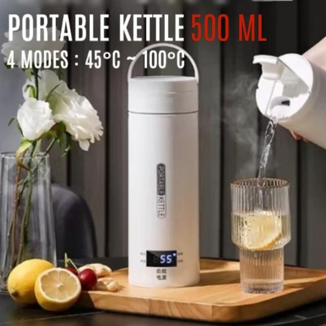 Siap Kirim Termos Kettle Portable 500ml Pemanas Air Listrik Mini Travel Heater R052