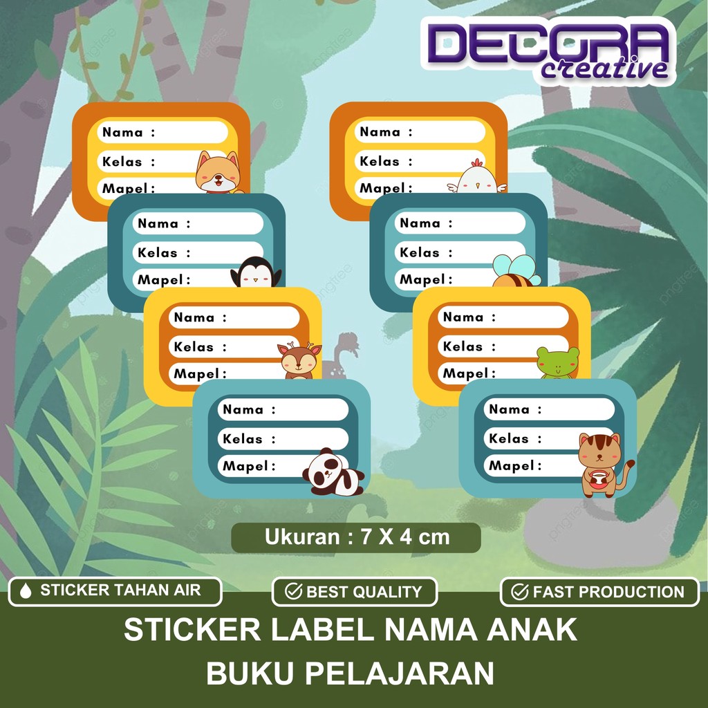 

STIKER LABEL NAMA ANAK BUKU PELAJARAN ANIMAL | STIKER MAPEL BAHAN CROMO