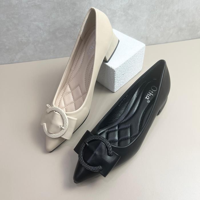 Ds Otha By  Laviola H445 Ofs - Sepatu Pantofel Heels Wanita Hak 3 Cm Shoes Hitam Dan Apricot Sepatu 