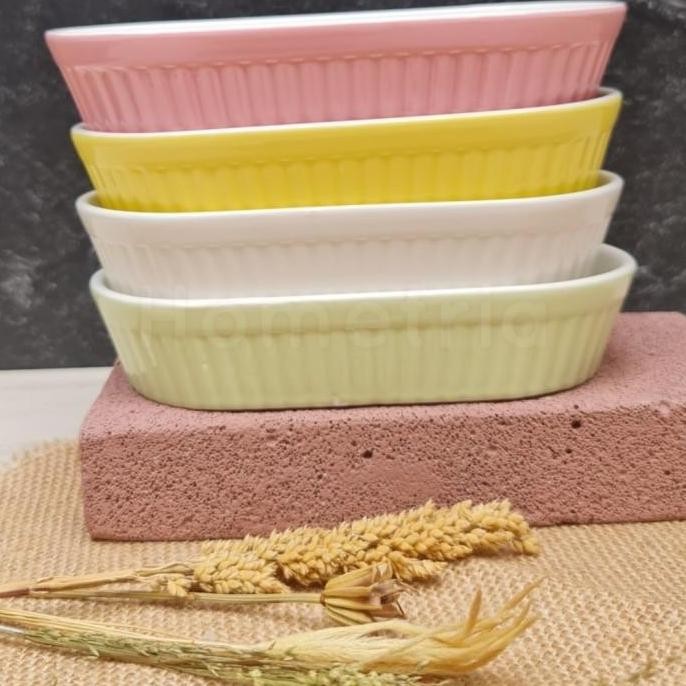 (Allthebest) RAMEKIN BOWL OVAL TAHAN PANAS CERAMIC OVAL E RAMEKIN OVEN POLOS