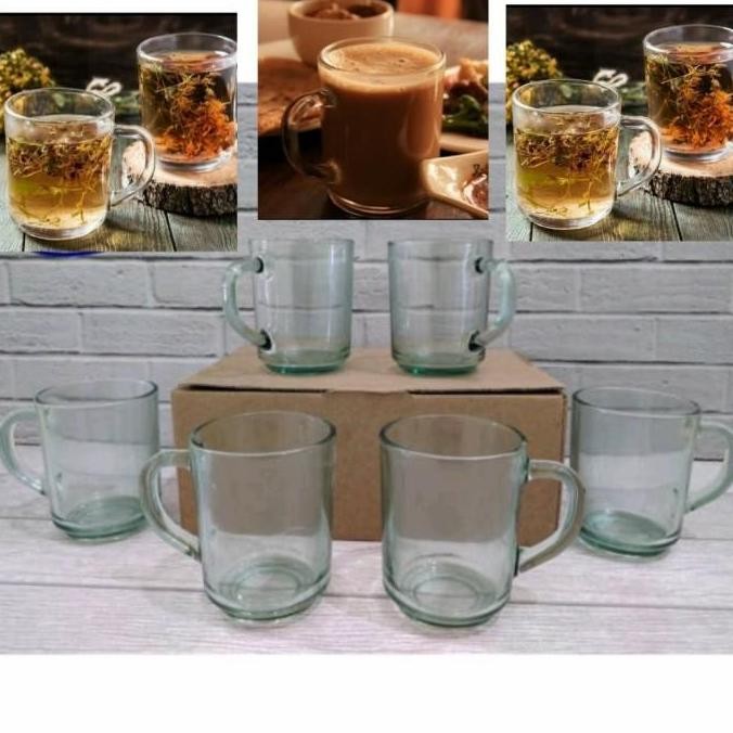 (Allthebest) GELAS KOPI / TEH GAGANG 250ML | GELAS KOPI KACA BELING HARGA 6PCS