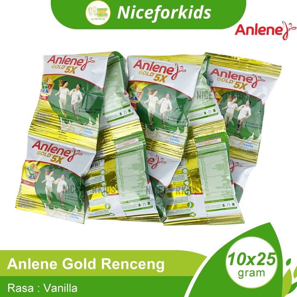 

Terbaik! Anlene Gold 5X Renceng Isi 10 x 25gr Susu Bubuk Tinggi Kalsium untuk Lansia 50+ / Susu Anlene Gold / Entrasol Renceng !