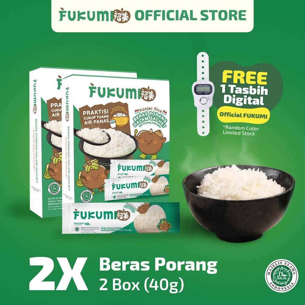 

Terlaris FUKUMI Beras Porang 2 Box Sachet - Shirataki/ Konjac Rice .,
