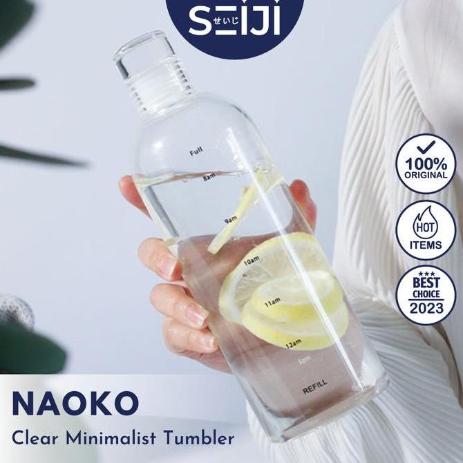 Siap Kirim Botol Kaca SEIJI Termos Air Minum Estetik Minimalis Transparan