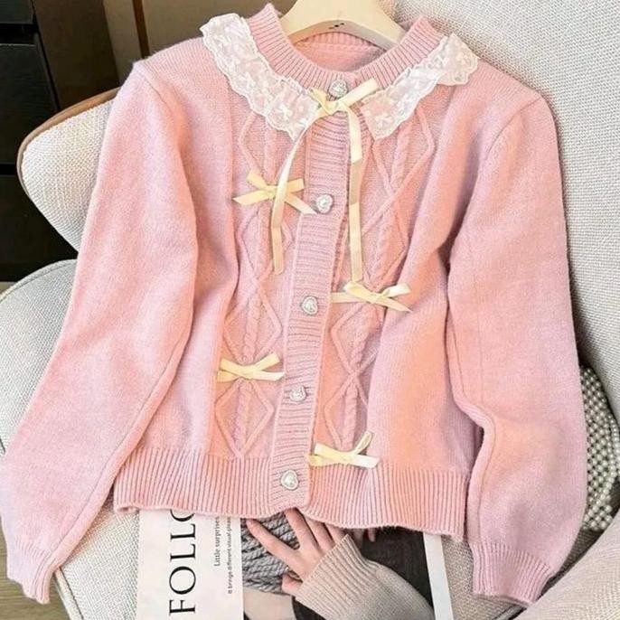 Promo Dekita-Atasan Cardigan Rajut Melisa Pita Kepang Knitwear Wanita