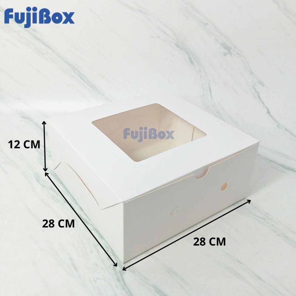 

(10 Pcs) Fuji Box Dus Kotak Kue Ivory 28 cm x 28 cm x 12 cm Putih Polos Ivory Premium Jendela aSt
