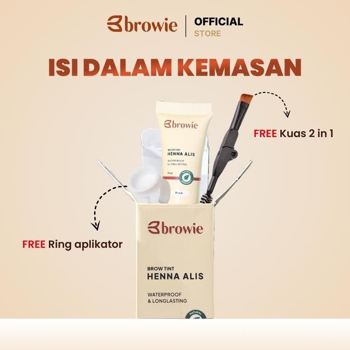 [10Gr] Browie Brow Tint Henna Alis | Eyebrow Waterproof Gel & Longlasting Black, Brown, Dark Brown |