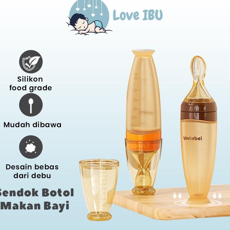 Love Ibu Silicone Baby Feeder Spoon Sendok Botol Makan Bayi Botol Sendok Makan Bayi Mpasi Silikon 12
