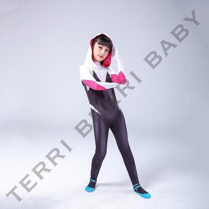 Kostum cosplay gwen stacy cosplay superhero anak