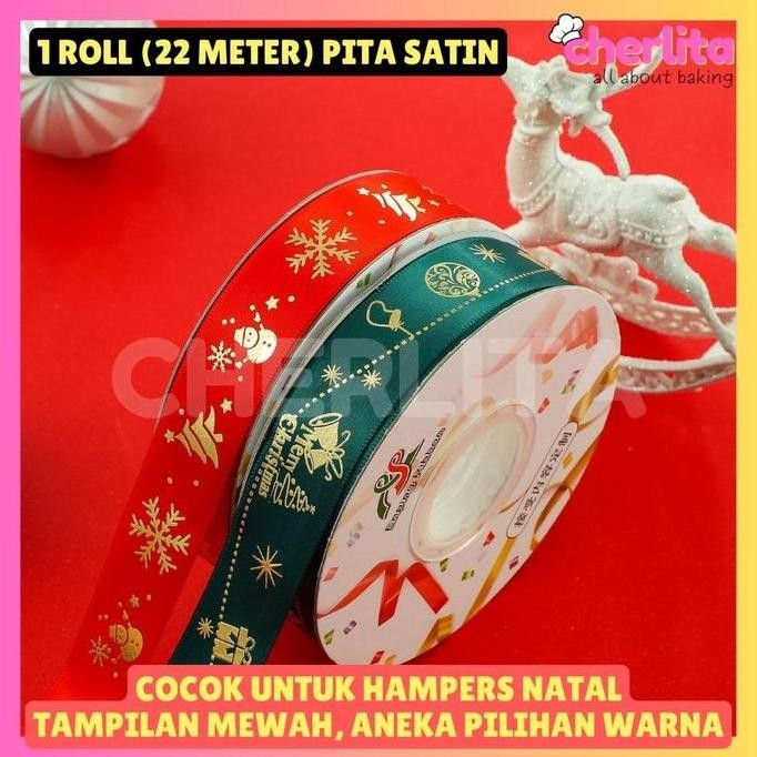 

Baru Pita Satin Natal 2.5cm x 25 Yard Ribbon Christmas Kado & Hampers