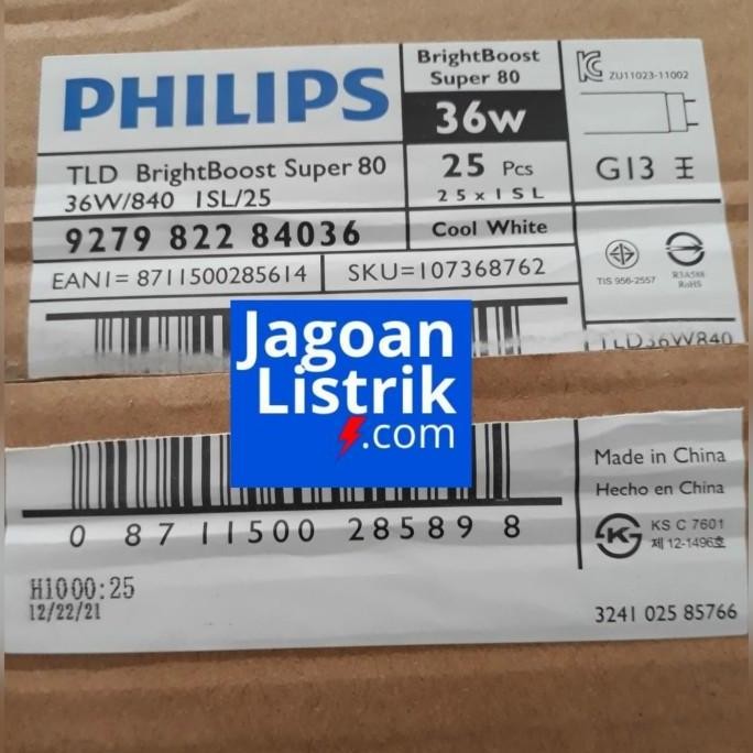 (Allthebest) Lampu TLD 36W/840 Warm White Philips TL 36 Watt 36 W 4000K