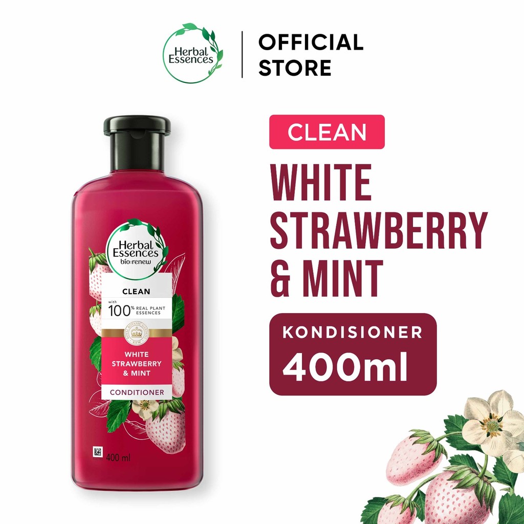 Herbal Essences Kondisioner Clean White Strawberry & Sweet Mint Perawatan Rambut 400 ml / Herbal Ess