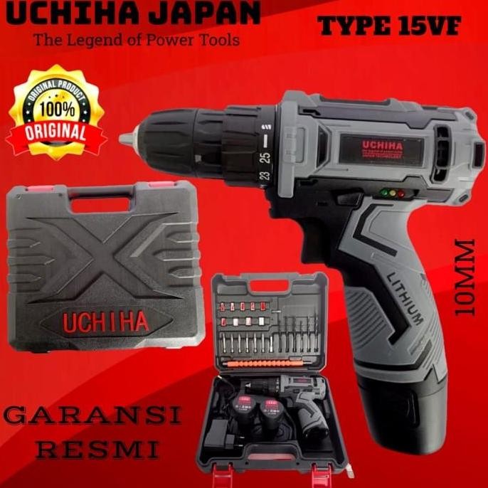(Allthebest) mesin bor cordless UCHIHA 18vol baterai cas charger tanpa kabel obeng
