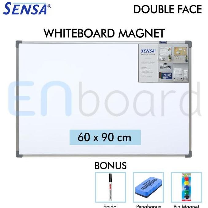 

Siap Kirim Whiteboard Gantung Magnet Double Face Sensa 60x90cm Papan Tulis Kantor Sekolah
