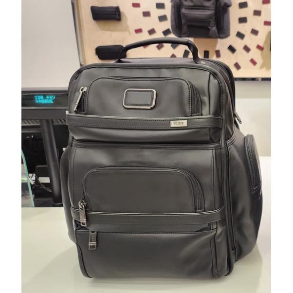 Ut Tumi Alpha 3 Brief Pack Bag Leather - Tas Ransel -  Black