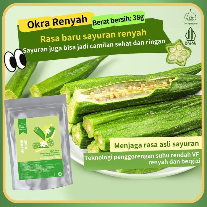 

Ccf LuckymoreHalal Okra Renyah 38Gr, Keripik Okra, Keripik Sayur, Okra Kering, Cemilan Sehat, Snack Sehat Rendah Kalori, Okra Crispy