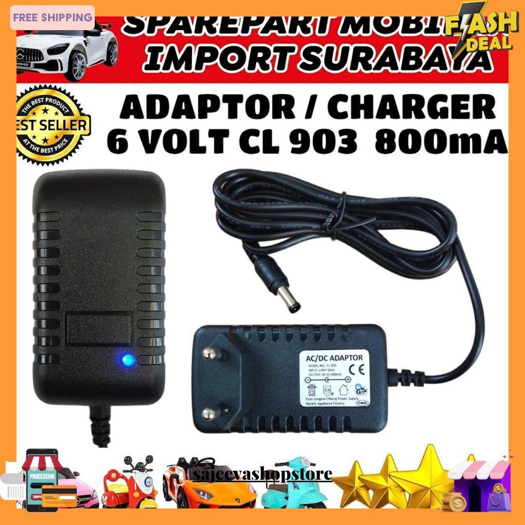 Adaptor Cl 903 Ac Dc 6V 800Ma Cassan Motor Vespa Scoopy Mickey Charger Motoran Mobilan Anak 6 Volt T