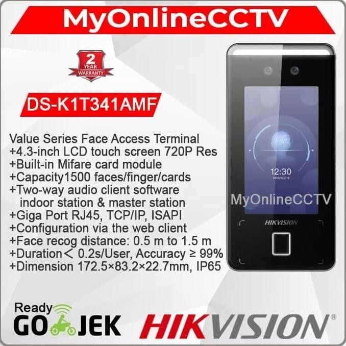 NS DS-K1T341AMF HIKVISION Face Recognition Mesin Absen Acces Touch Screen