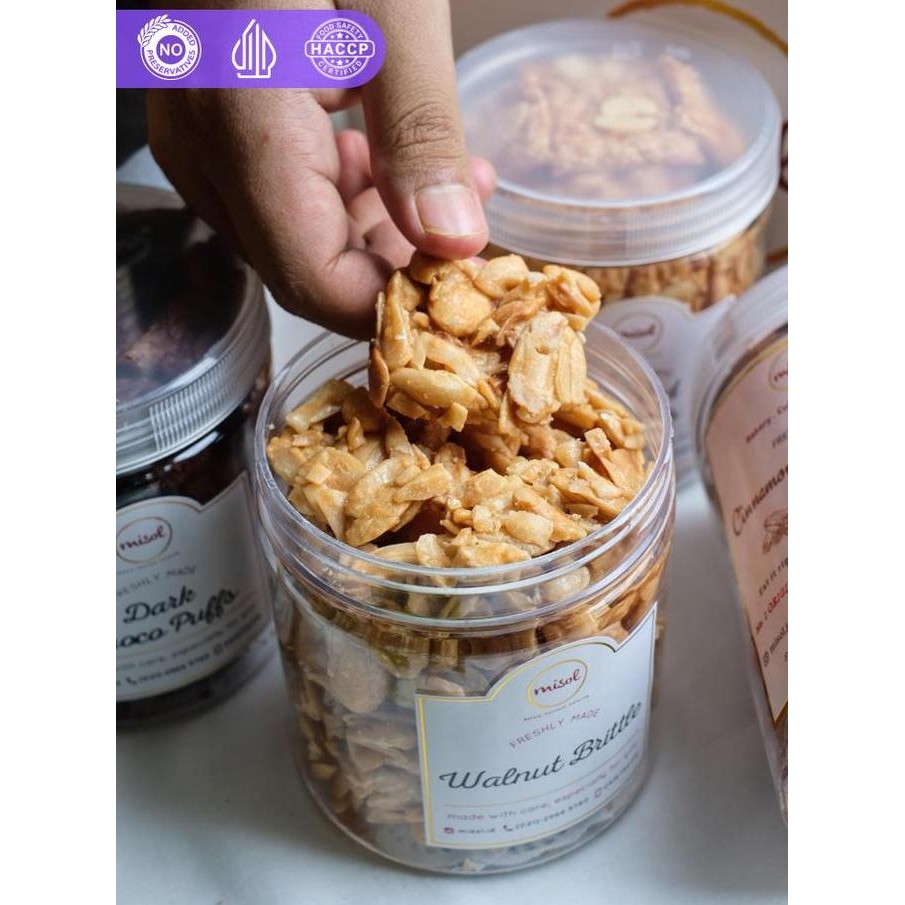 

MISOL Walnut Brittle Cookies 164gr - Kue Kering Kacang Premium Toples Stok Terbatas