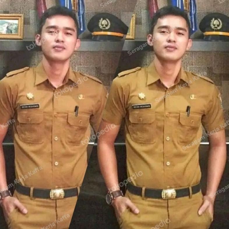 Kekinian - Setelan Seragam PNS Polos khaki tua/muda Cowok Premium Seragam Dinas Kerja Laki Laki prem