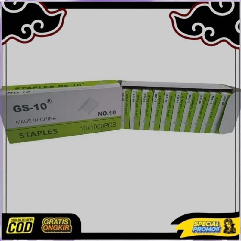 

Ready Stock 1Box Isi 10 Pak Kecil Isi Staples Gs 10 Ada 10X1000Pcs Stapler Refill No 10