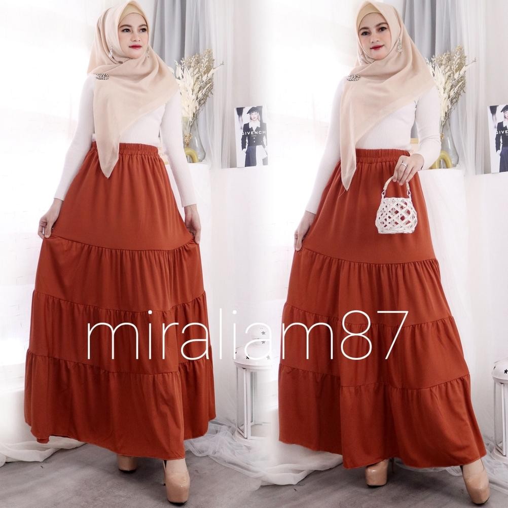 Model baru - MAXI SKIRT Rok panjang Kerutan Susun 4 Rok muslim/Mayung/Payung/jumbo Bawahan Ibu hamil