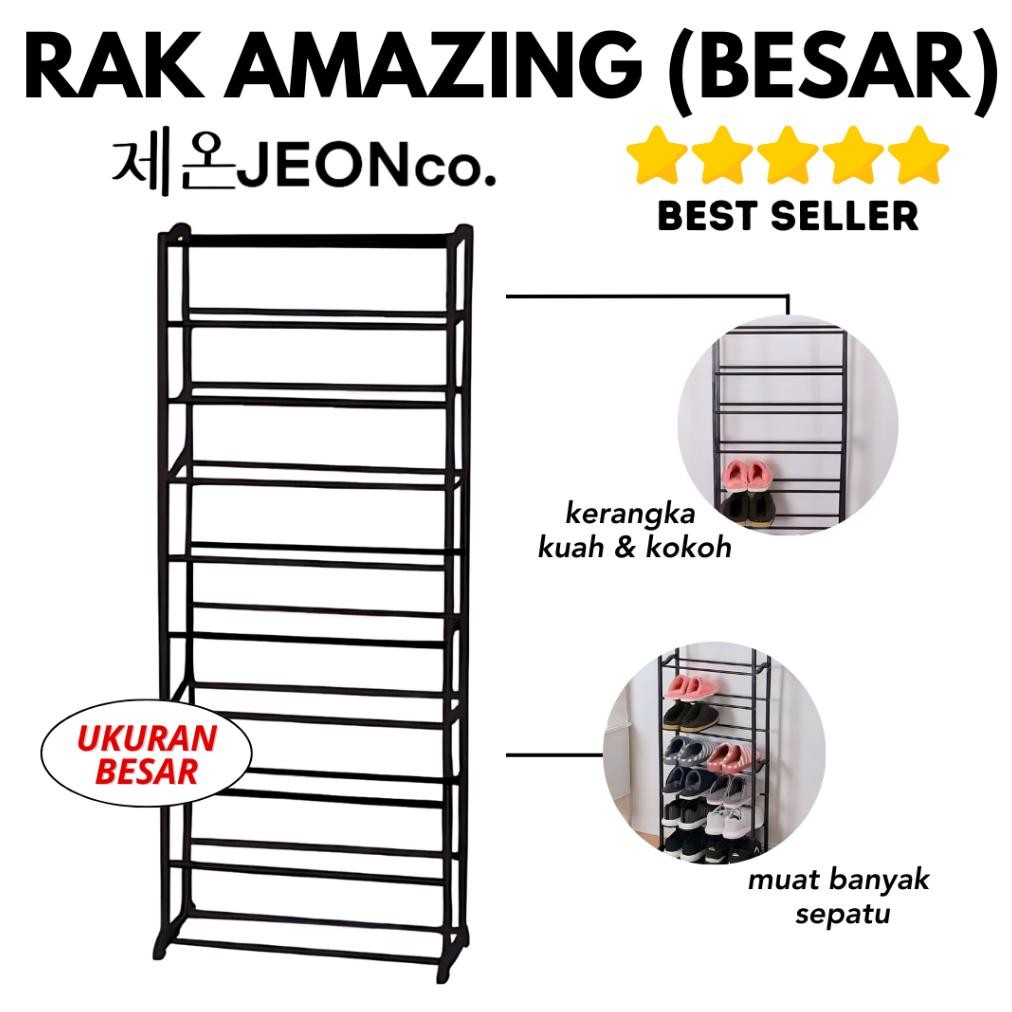 Terlaris (PIPA BESAR) AMAZING SHOES Rack Non Cover Rak Sepatu 10 Susun Tempat Penyimpanan Jilbab Ker