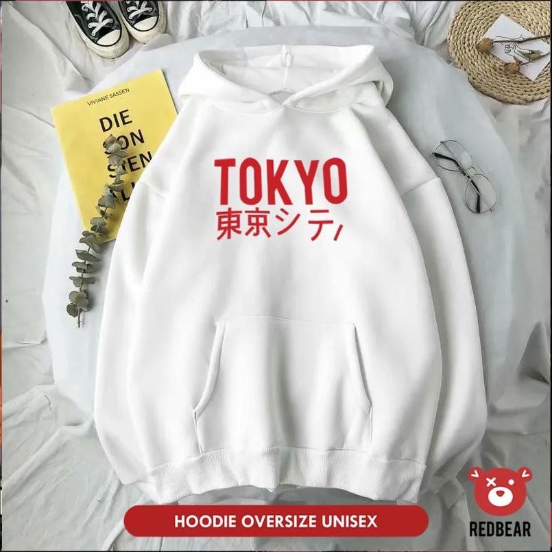 Kekinian - Redbear Hoodie Tokyo Jepang (Sablon) M-XXL | Wanita & Pria ~