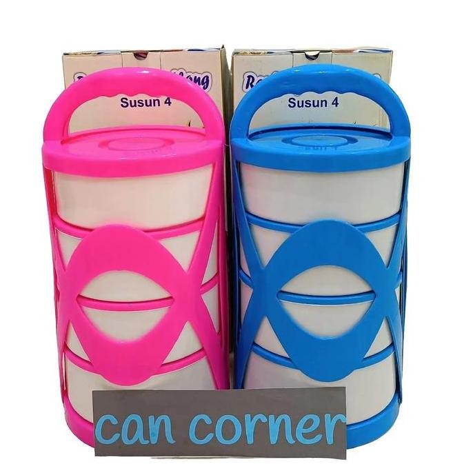 Rantang Monthong Susun 4 / Rantang 4 Susun / Rantang Monthong 4 Susun Hijau Pink Kitchenware Rantang