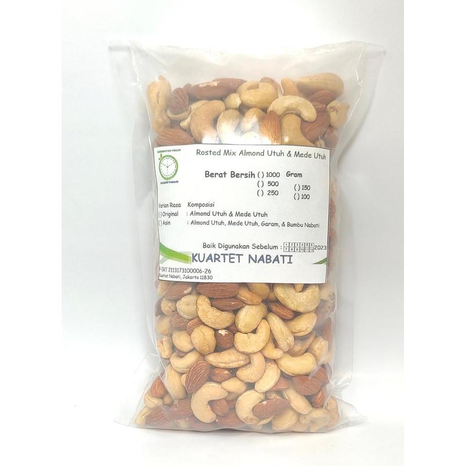 

500Gr Roasted Mix Almond Utuh & Mede Utuh Varian Rasa Original/ Asin Pasti Promo