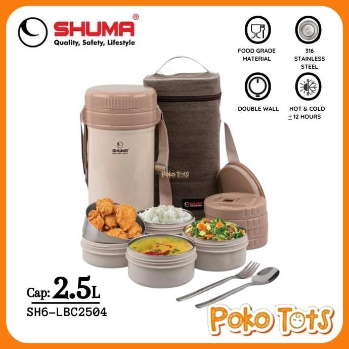 Shuma Vacuum Insulation Lunch Jar 2.5 Liter Sh6-Lbc2504 Rantang Makan Stainless Shuma