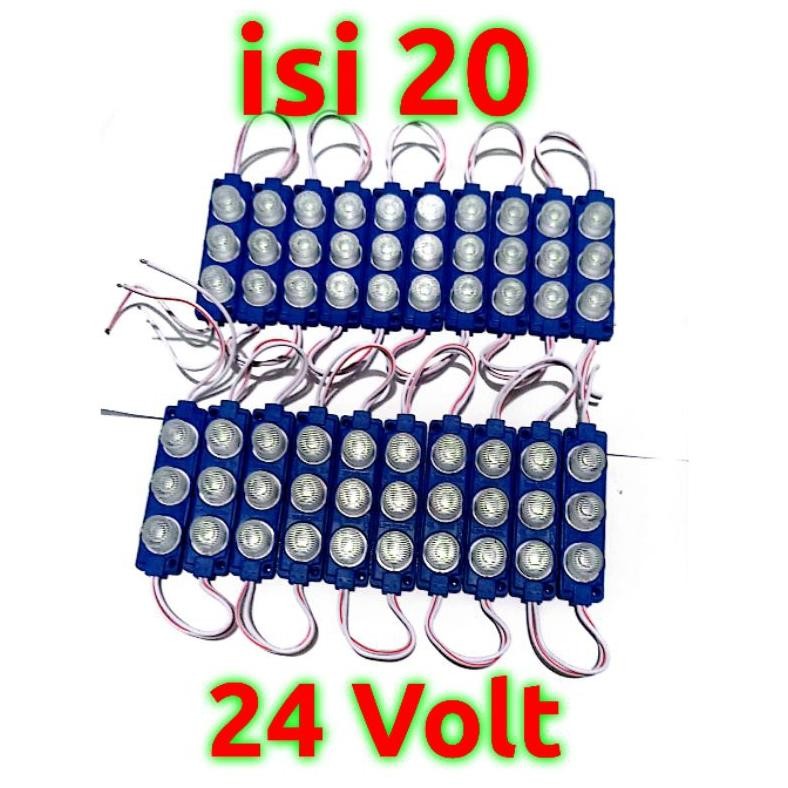 DB7 >> 20 pcs lampu led 3 mata 24 volt Led bak truk lampu kolong truk bus 3 mata 24 volt