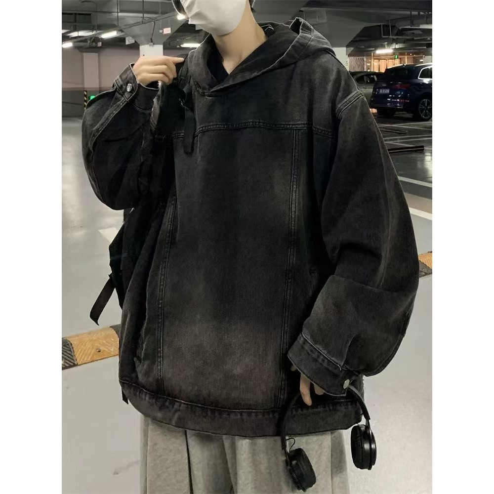 Sweatshirt Pria Hitam Jaket Hoodie Longgar Serbaguna