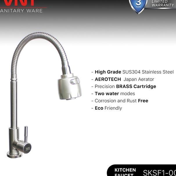 Vnt Kran Cuci Piring Flexible Stainless Sink Keran Dapur Fleksibel