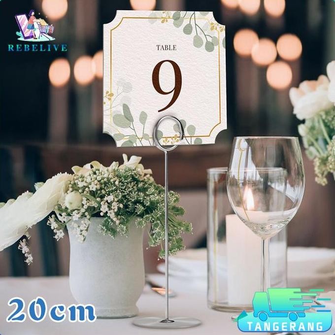 

TERSEDIA TIANG NOMOR MEJA 20CM SILVER STAINLESS | CARD HOLDER STAND DISPLAY NOMOR TABLE
