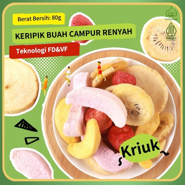 

FF LuckymoreHALAL Keripik Buah Campur Renyah 80g | Camilan Sehat & Berwarna Kripik Camilan Makanan Food