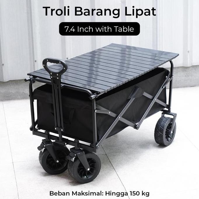 Troli Barang Lipat Dengan Meja Troli Lipat Camping Troley Cart Camping Co